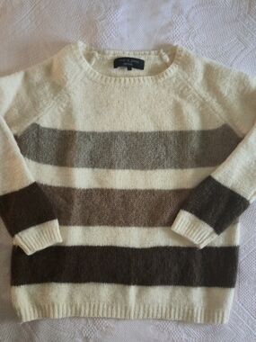 rag & bone Cream Brown Wool Mohair Oversized Crewneck Sweater Size S or M